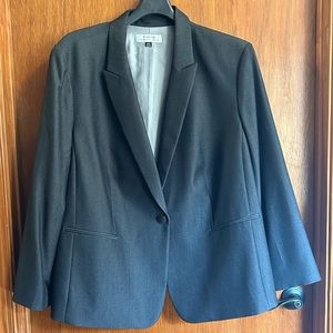Tahari ASL Dark Grey Single Button Suit Jacket with Pockets